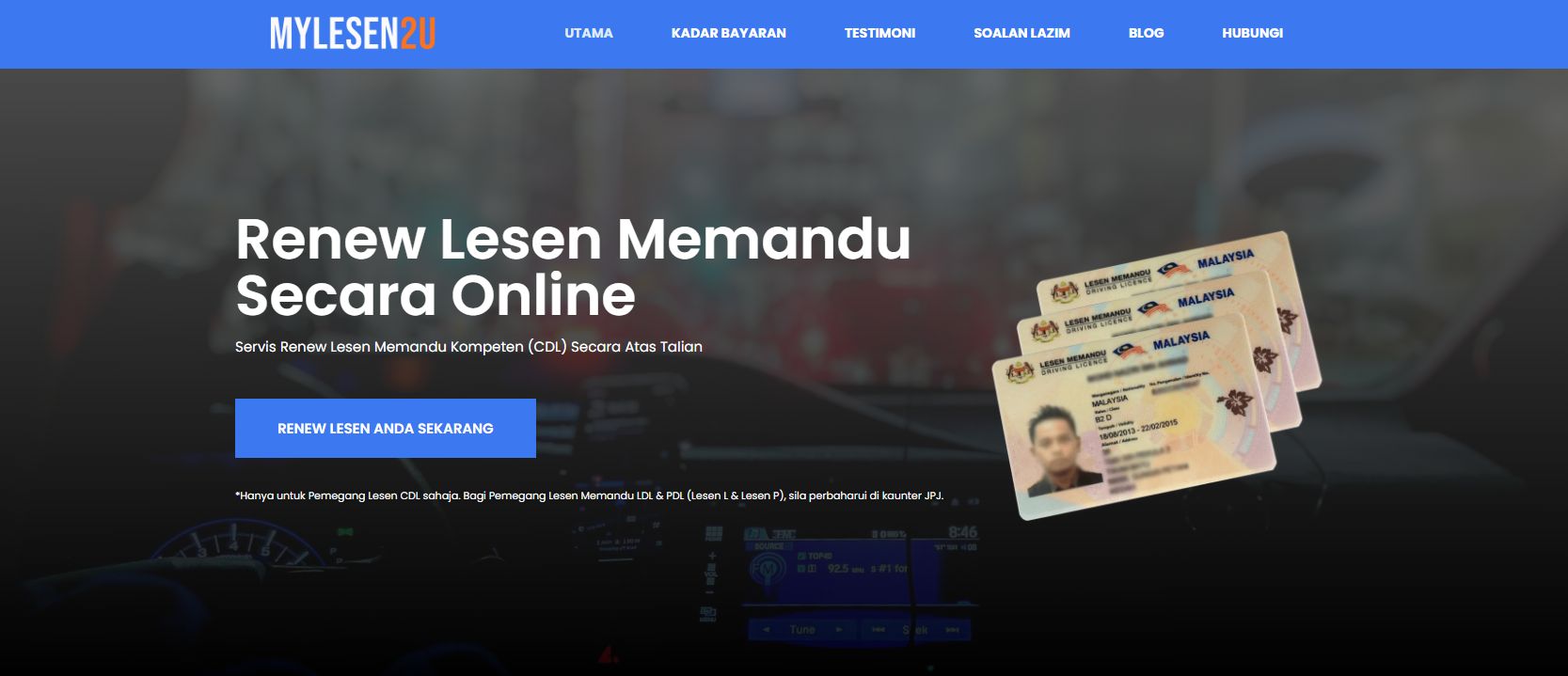 Borang Pembaharuan Lesen Memandu Kompeten (CDL) - MYLESEN2U